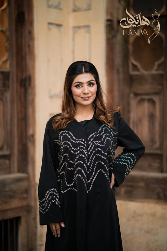Black Wavey Everyday Abaya