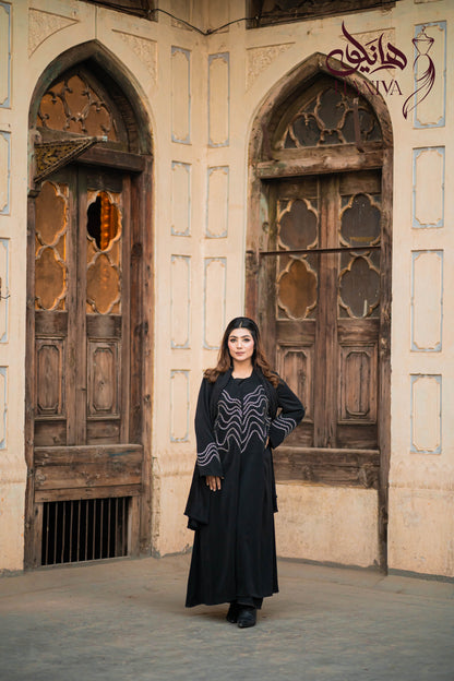 Black Wavey Everyday Abaya