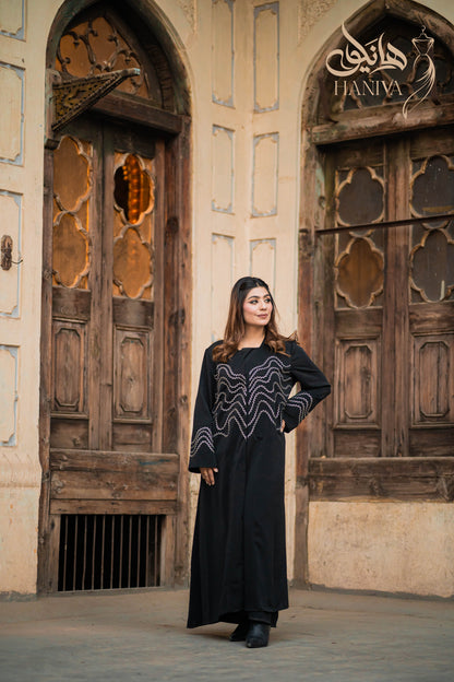 Black Wavey Everyday Abaya