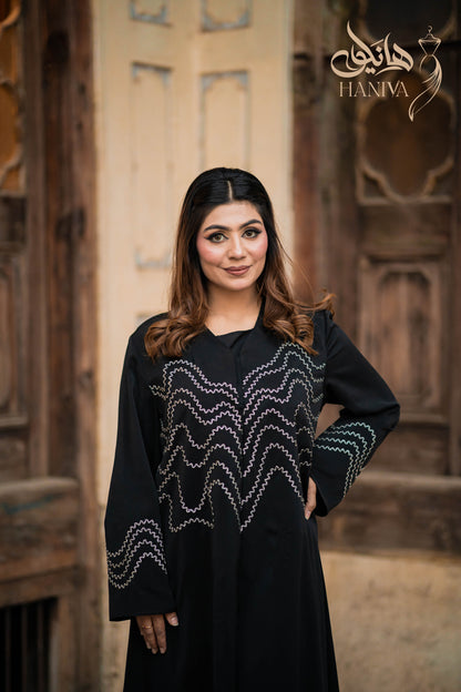 Black Wavey Everyday Abaya